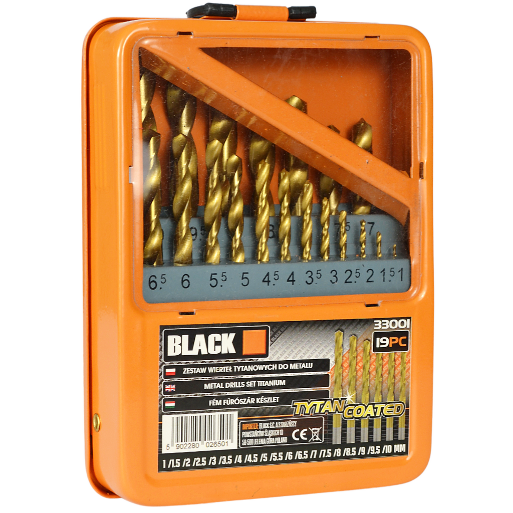 19-Piece Titanium-Coated Metal Drill Set (33001)