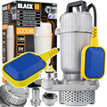 Submersible Pump with Float for Clean Water, Aluminum Strainer, 1", 5000 L/H, Black