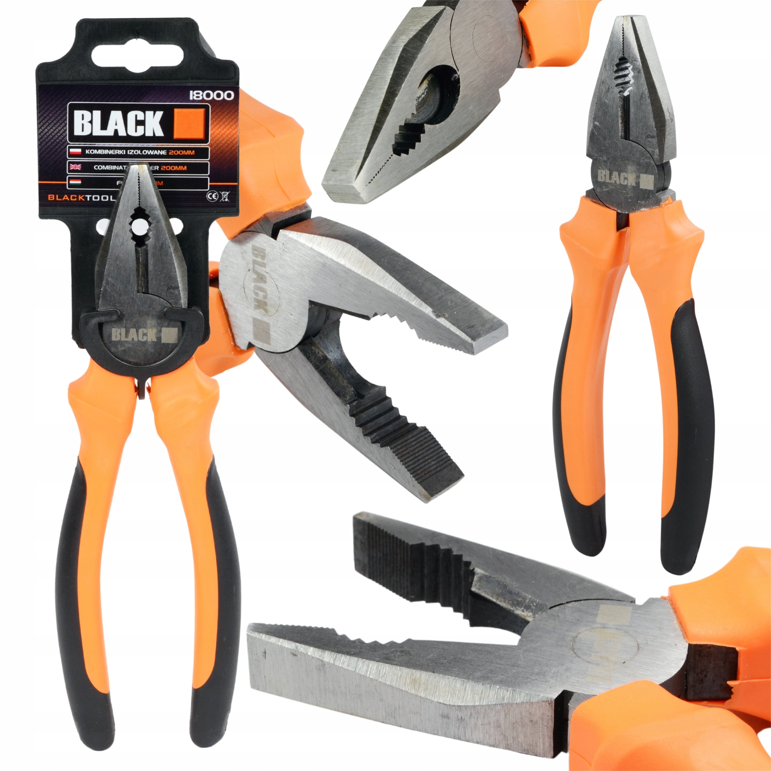 200 mm Straight Insulated Pliers, Black
