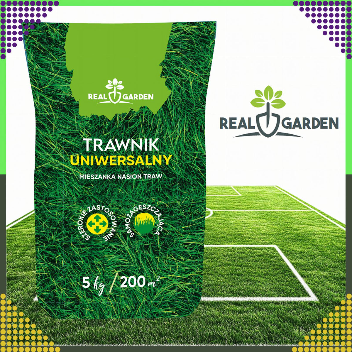 Universaalne tihe ja vastupidav muruseemnesegu 5 kg 200 m² jaoks ROL-019REALGARDEN