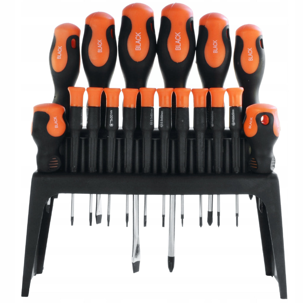 18-Piece Magnetic Screwdriver Set with Stand, Flat and Phillips Heads