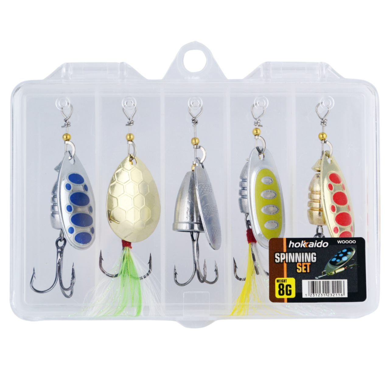 5 tk mitmevärvilised 8g Hokkaido pöörlevad landid karbis