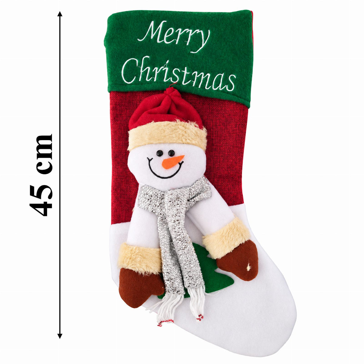 Christmas Stocking Santa Boot with Snowman Bag 1 pc