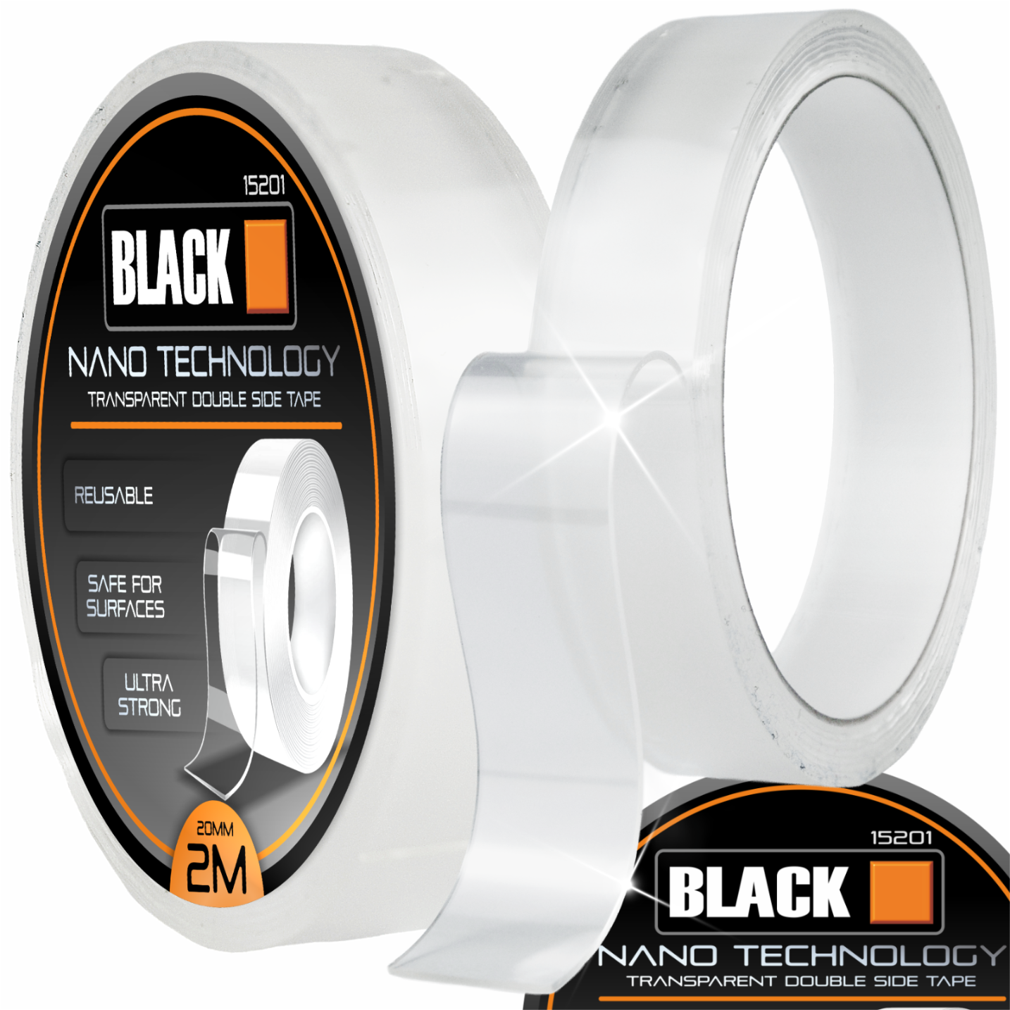 Kahepoolne nano-teip 20mm x 2m veekindel läbipaistev tugev paigaldus