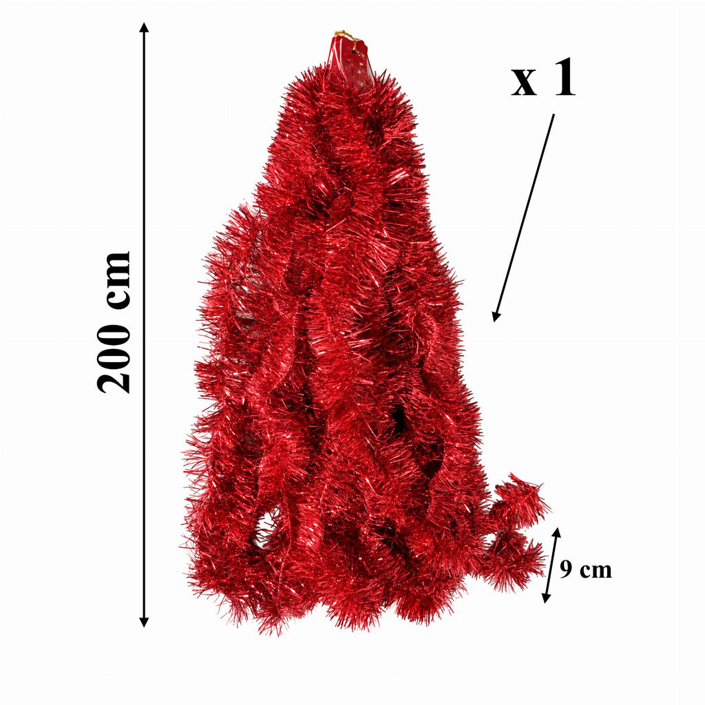 Punane läikiv jõulugirlandikett 2 m × 9 cm RC-K-2660