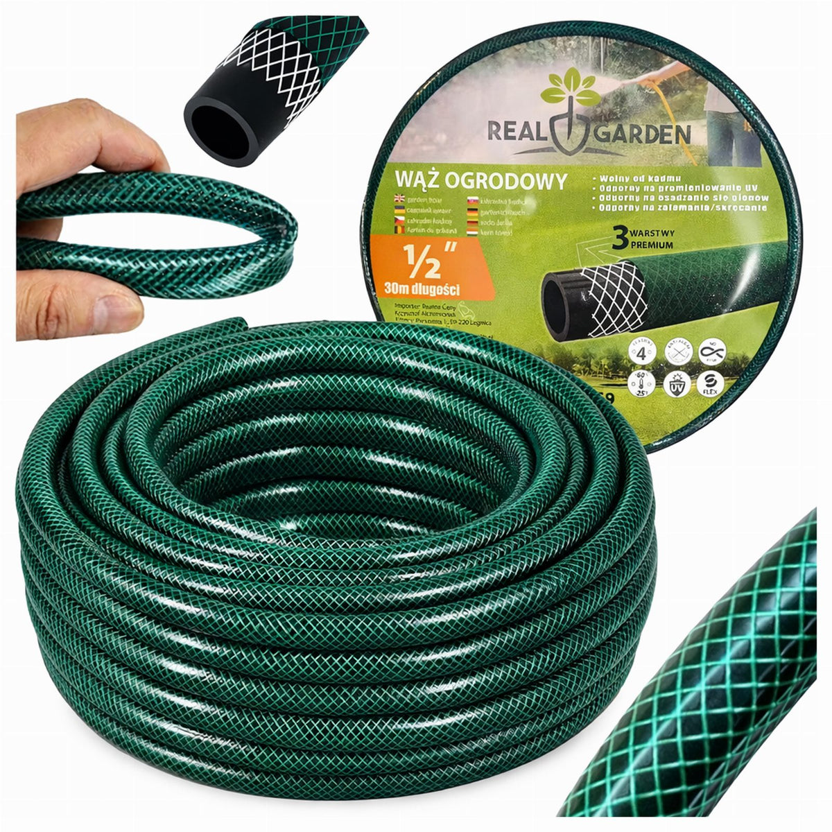 3-kihiline painduv kummist aiavoolik 1/2 tolli 30 m I-S-1