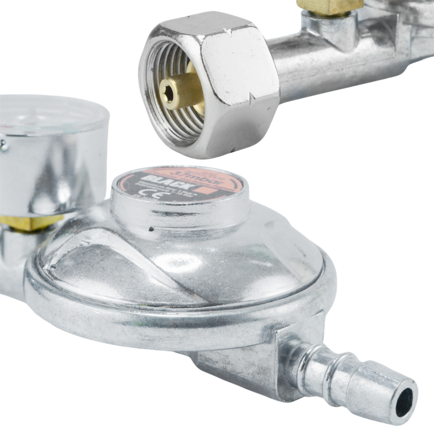 Gas Cylinder Reducer 11kg Propane Butane LPG Pressure Gauge 37 mbar Black