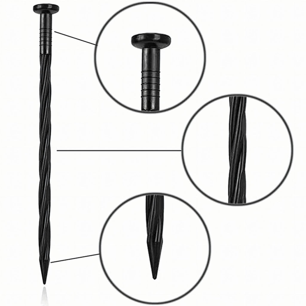 Garden Lawn Edging Set 60mm x 50mm x 10m with 30 Black Anchors