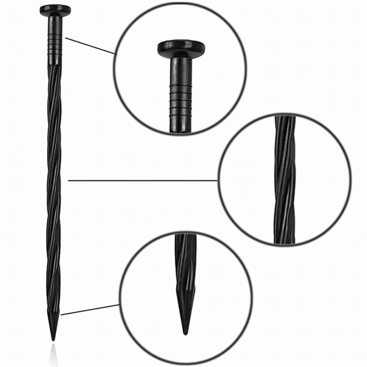 Garden Lawn Edging Set 50mm x 50mm x 10m with 30 Black Anchors and Pins