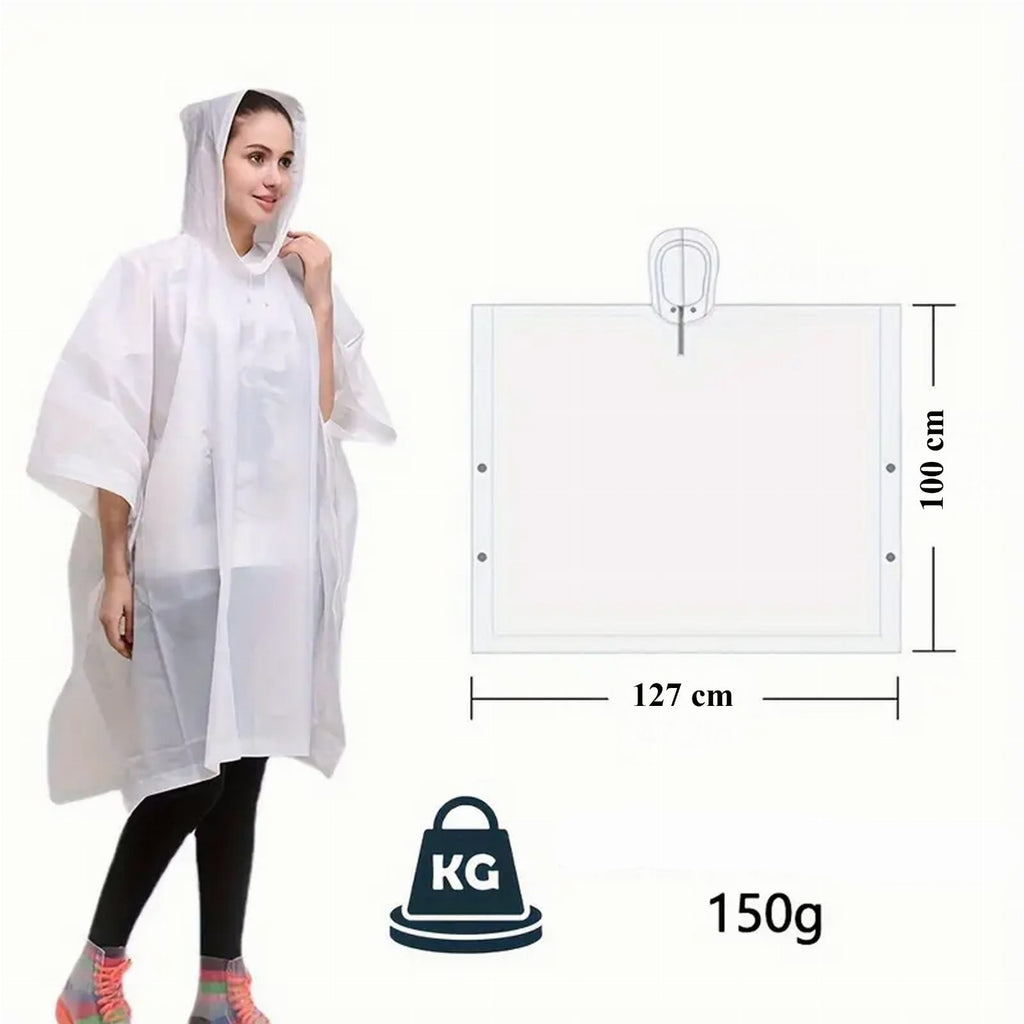 Universal Size Waterproof Rain Poncho with Hood Fish Pattern