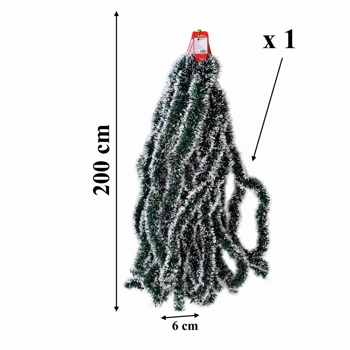 Roheline ja valge läikiv jõulugirlandikett 2 m × 6 cm, 1 tk RC-K-2662