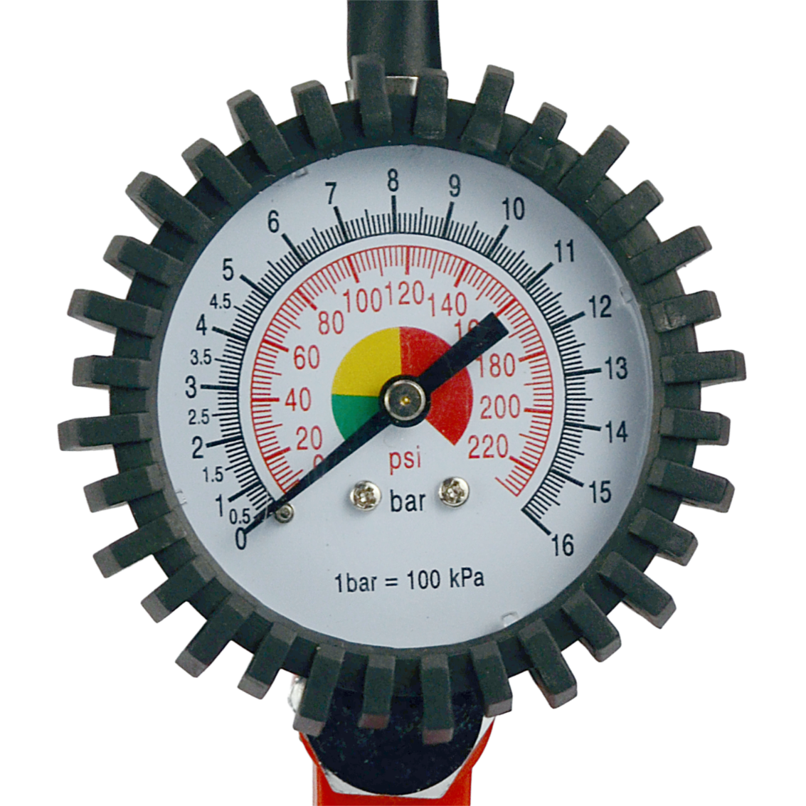 Suur ratta täispump kummist manomeetriga, Black, 16 Bar 220 PSI