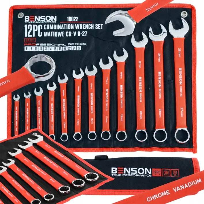 Benson by Black 12-osaline täiskomplekt mutrivõtmeid kummist, 6-27mm