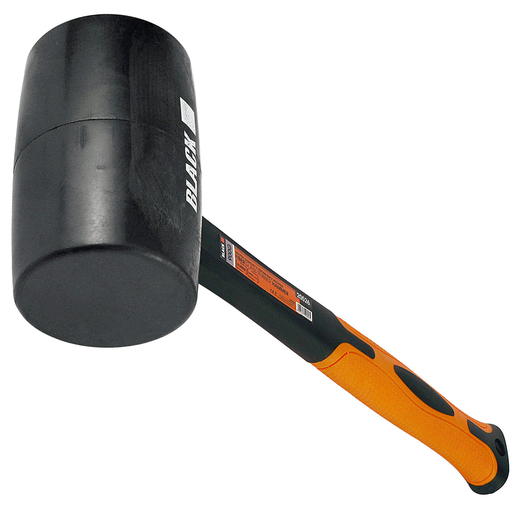 Professionaalne 900g kummivasar klaaskiust käepidemega, must kumm, Black Brand