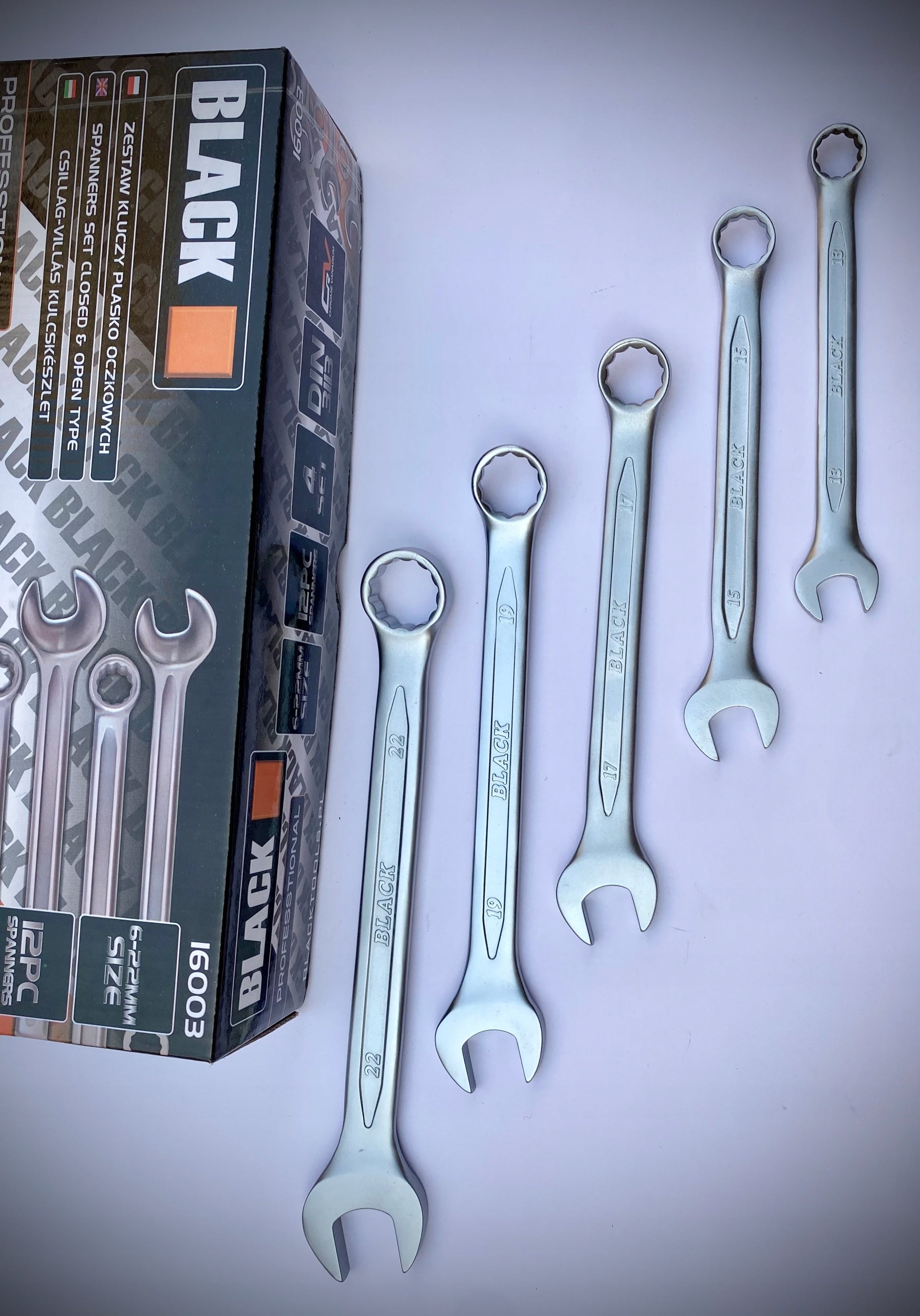 16mm Black CRV Flat-Ring Wrench