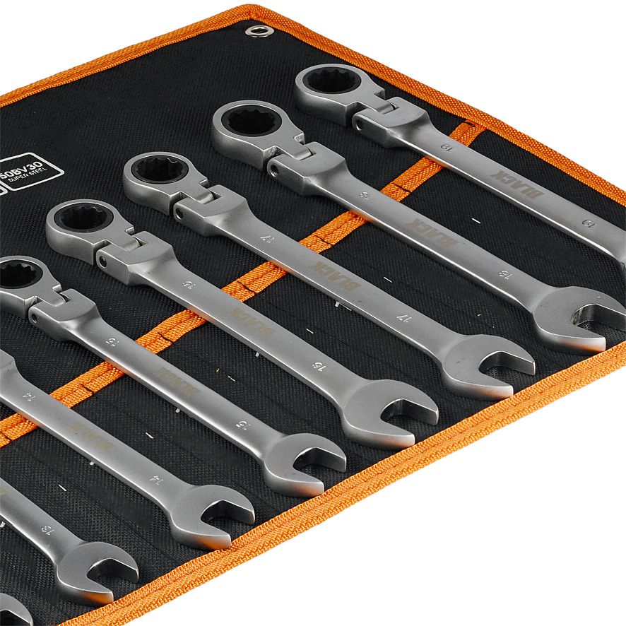 12 tk 8-19mm padrunvõtmete komplekt musta lehega