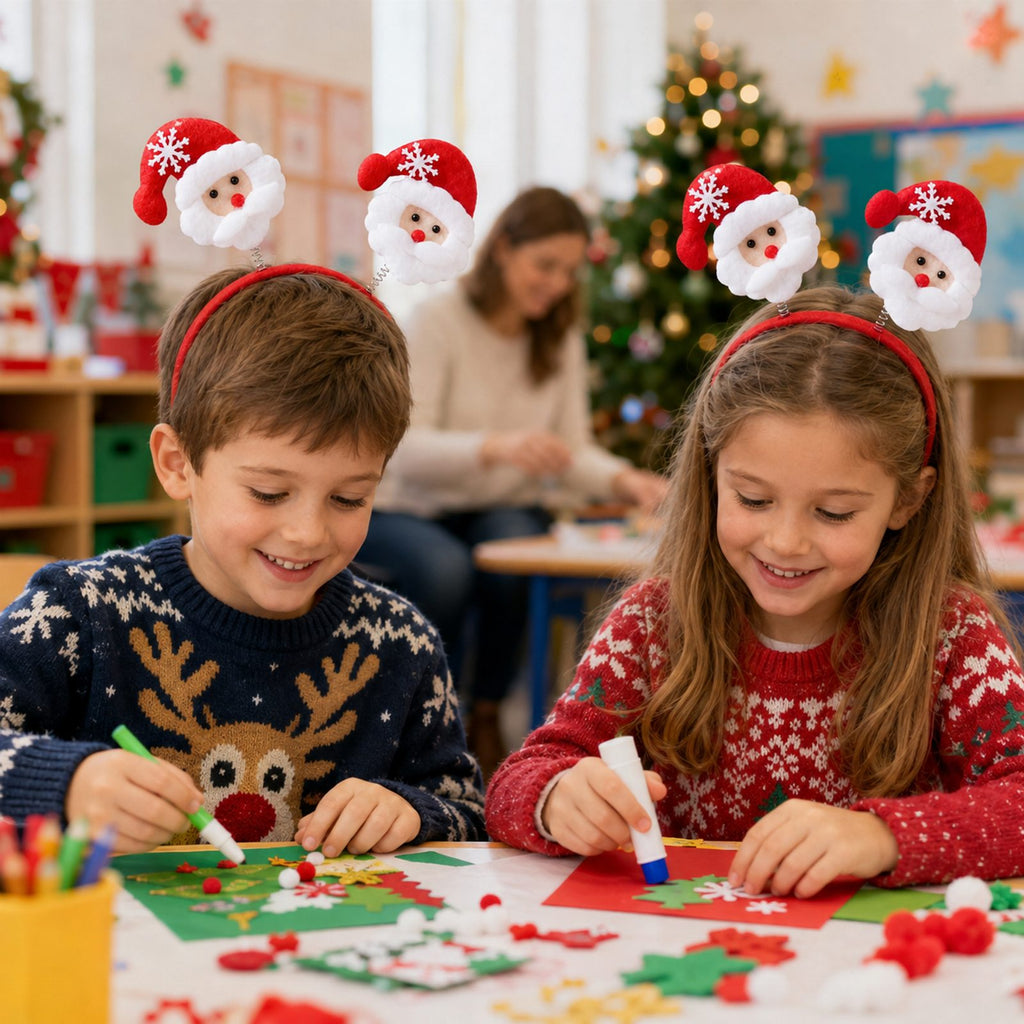 Red Santa Claus Christmas Headband with Spring
