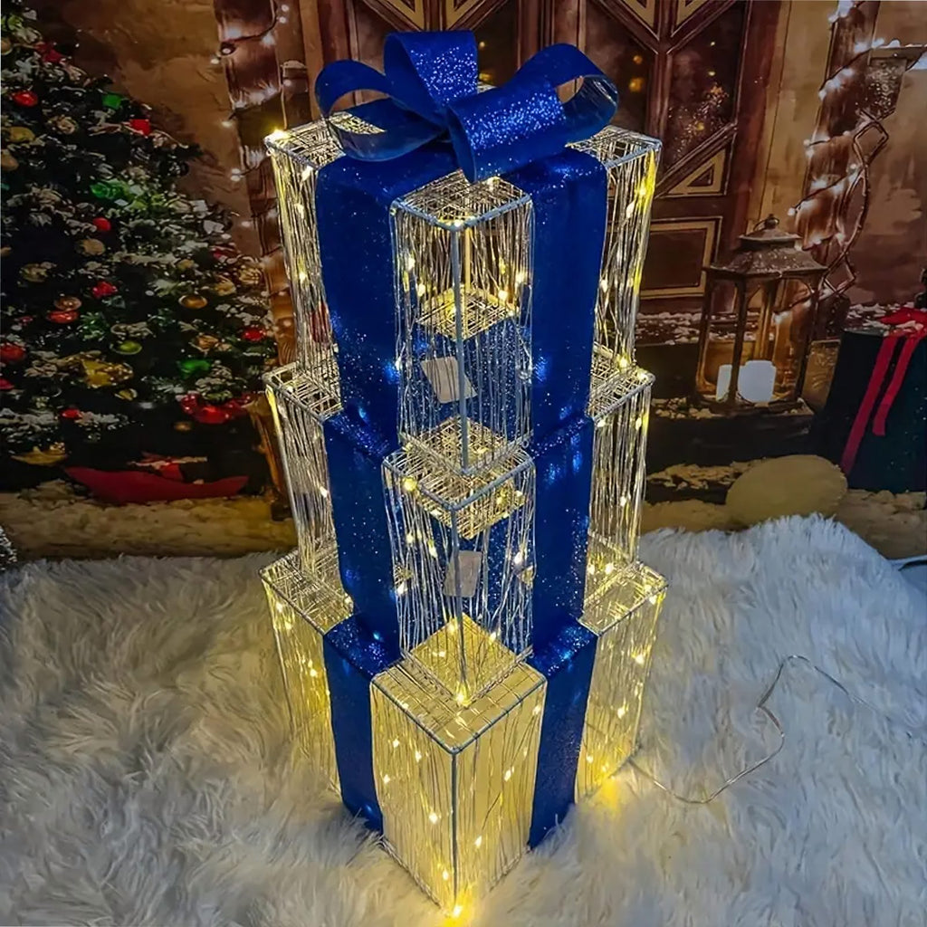 Jõulukinkekarpide komplekt LED-tuledega 3 tk