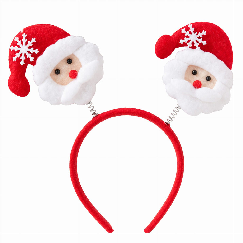 Red Santa Claus Christmas Headband with Spring