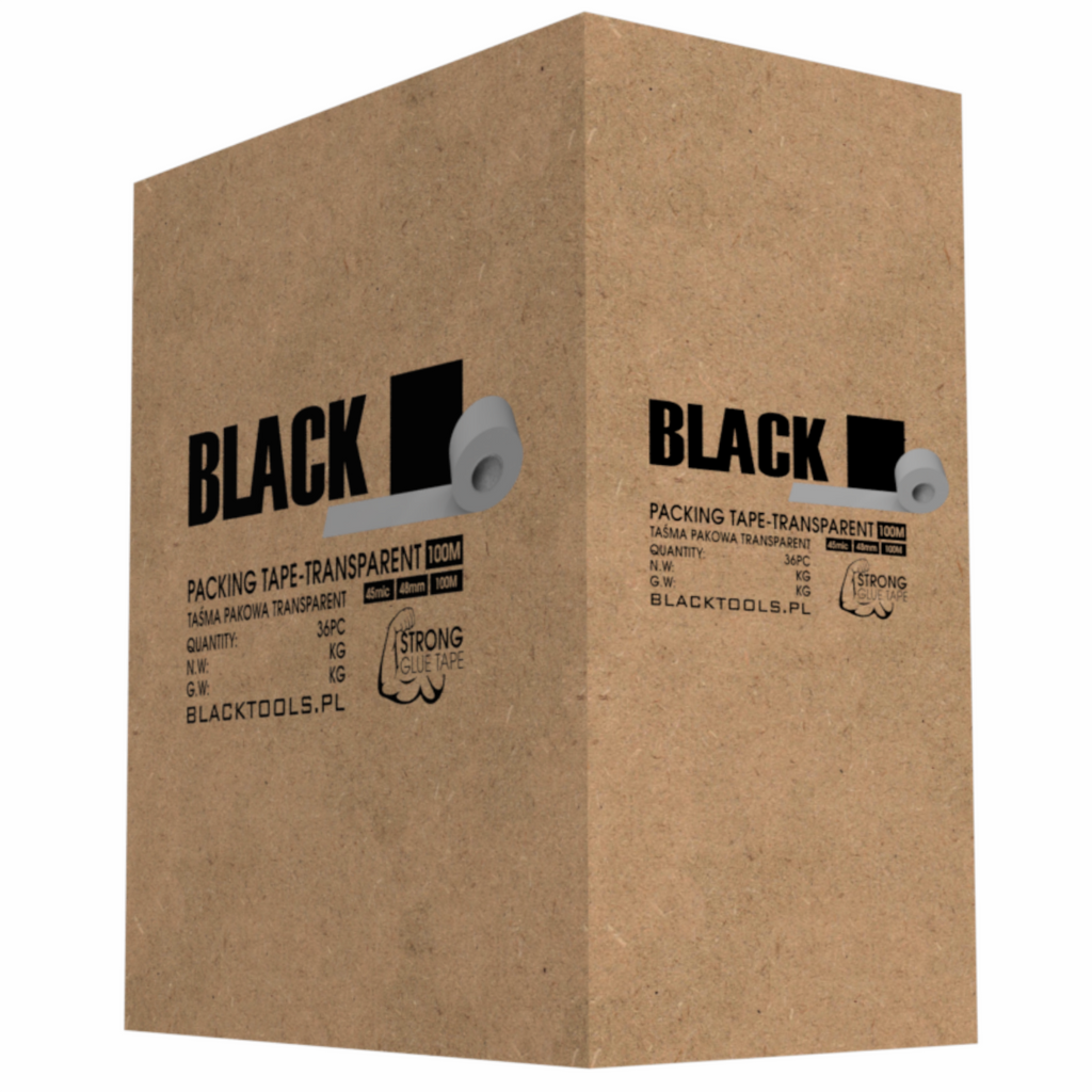 Pakketeip liimiga 45 mik 48mm x 90m värvitu läbipaistev tugev Black (C41)