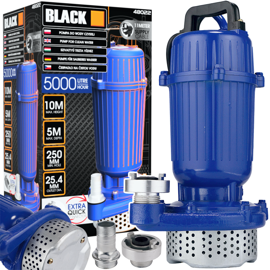 Sukelpuhasvee pump 1" 5000L/H alumiiniumkorpuse ja sõelaga, Black
