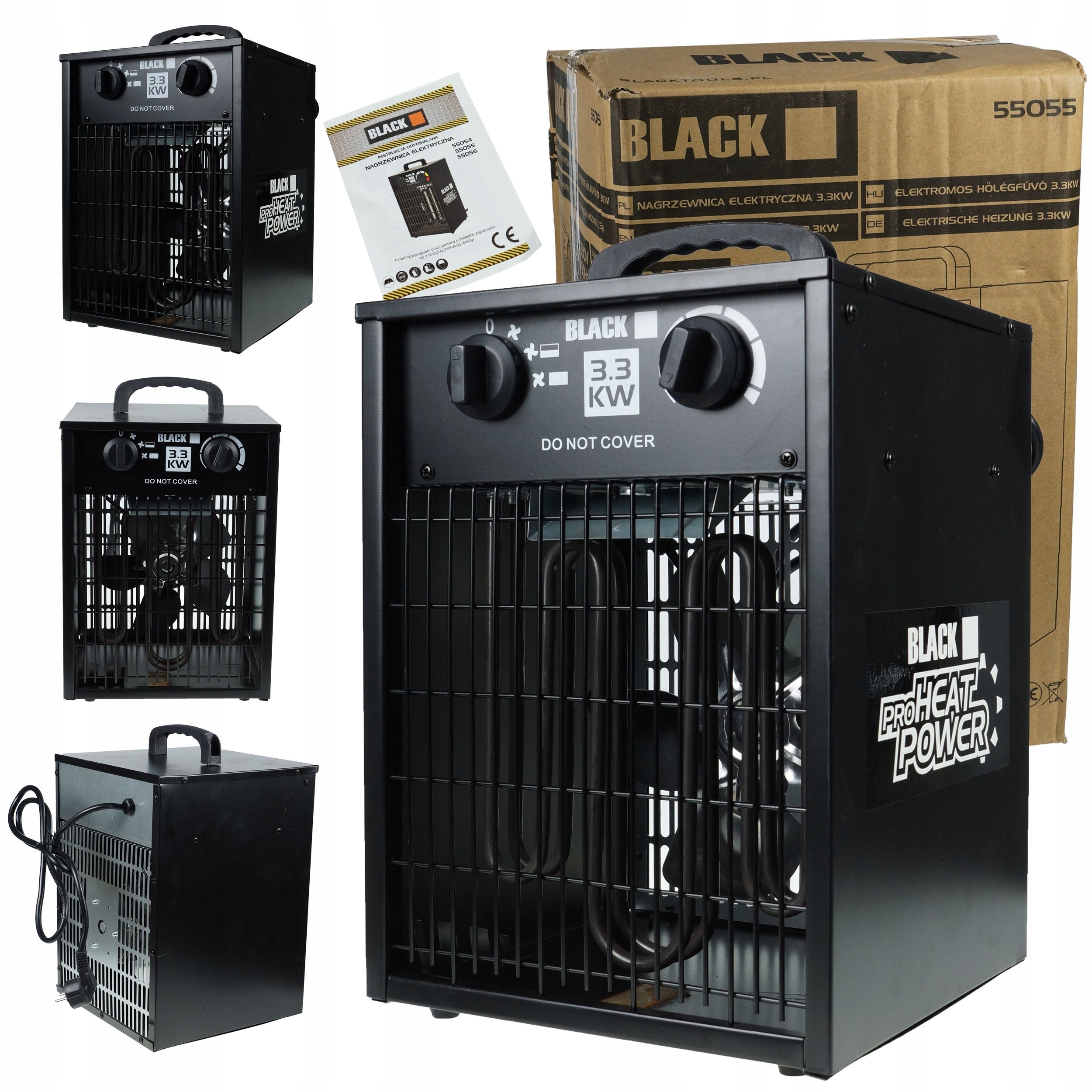 3.3KW Electric Heater, Black