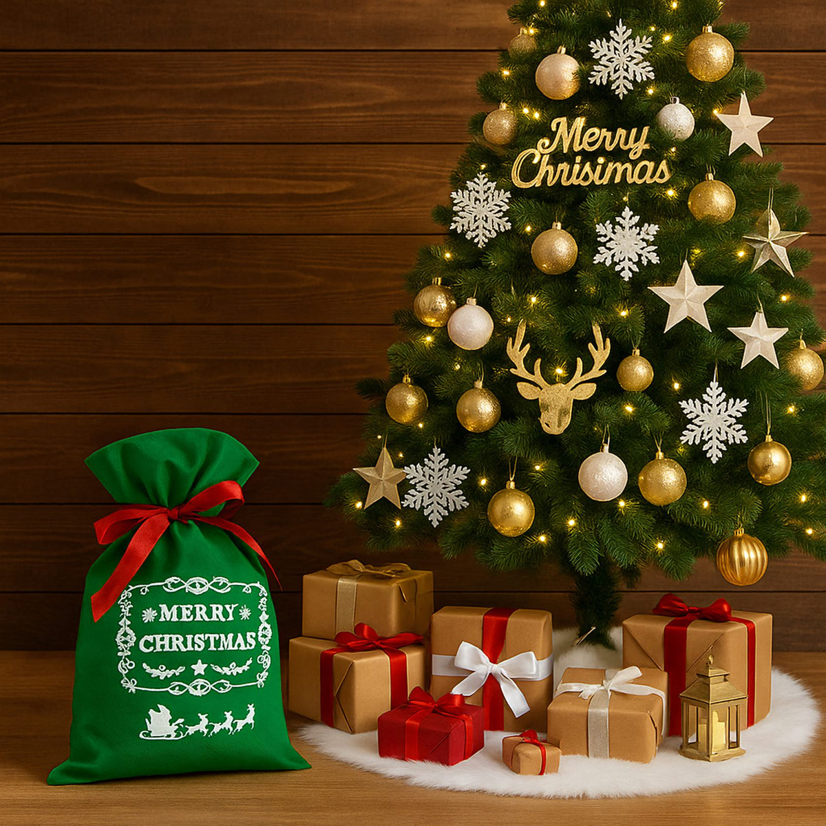 Set of 8 Decorative Holiday Gift Bags with Ribbon 8 pcs
