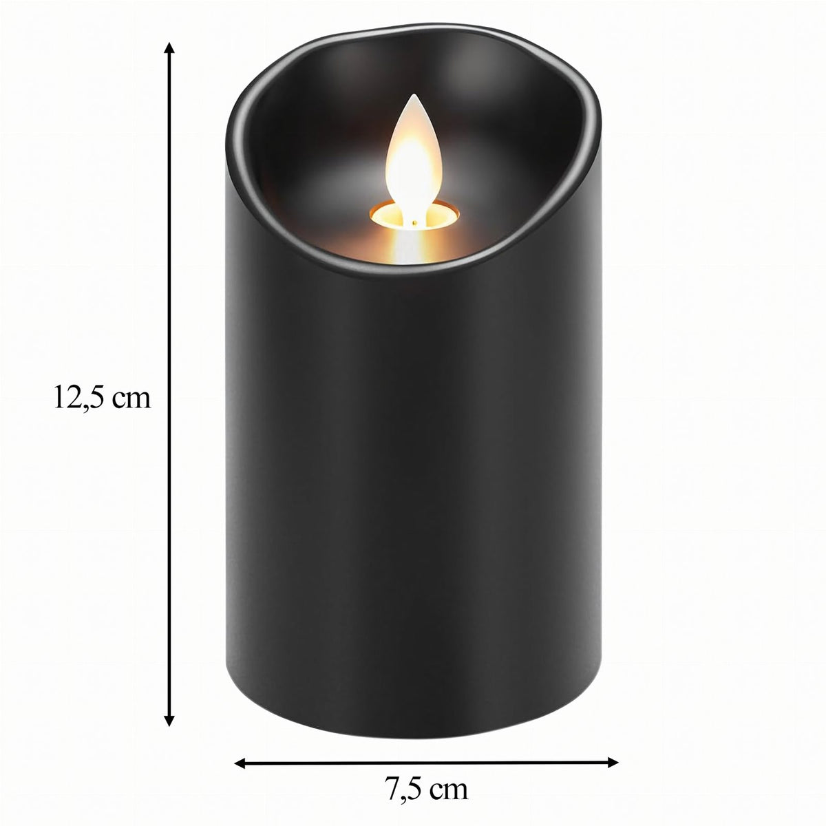 LED-küünlasisu väreleva leegi efektiga 12,5 cm RC-K-1838