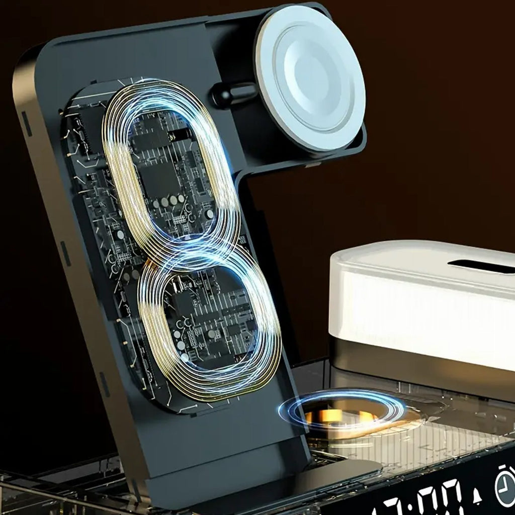 Wireless Charging Station 4-in-1 15W QI with Night Lamp White