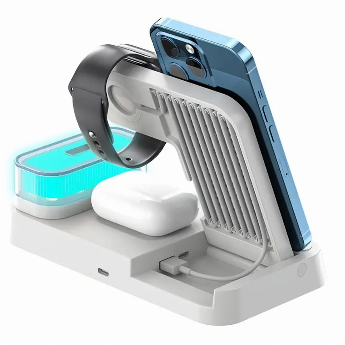 Wireless Charging Station 4-in-1 15W QI with Night Lamp White