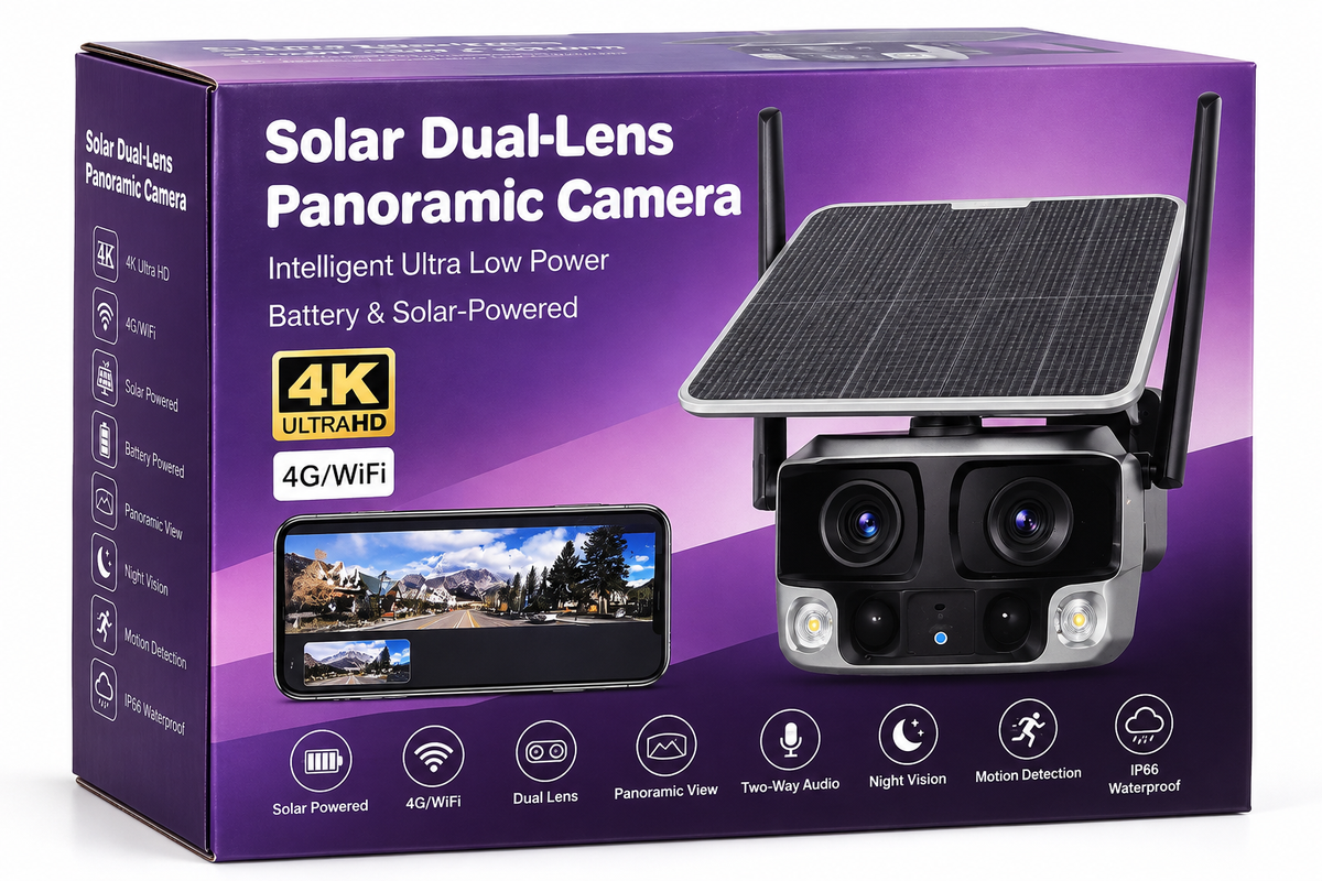 Kahe objektiiviga panoraamne 4K turvakaamera 4G/WiFi aku- ja päikesetoitega SY1239