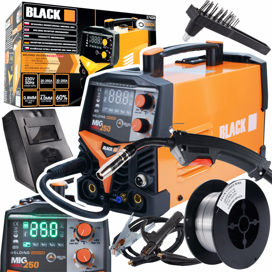 MIGOMAT MIG FCAW MMA 250A Flux Gaas Taustvalgustus Must Komplekt Keevitusmasin