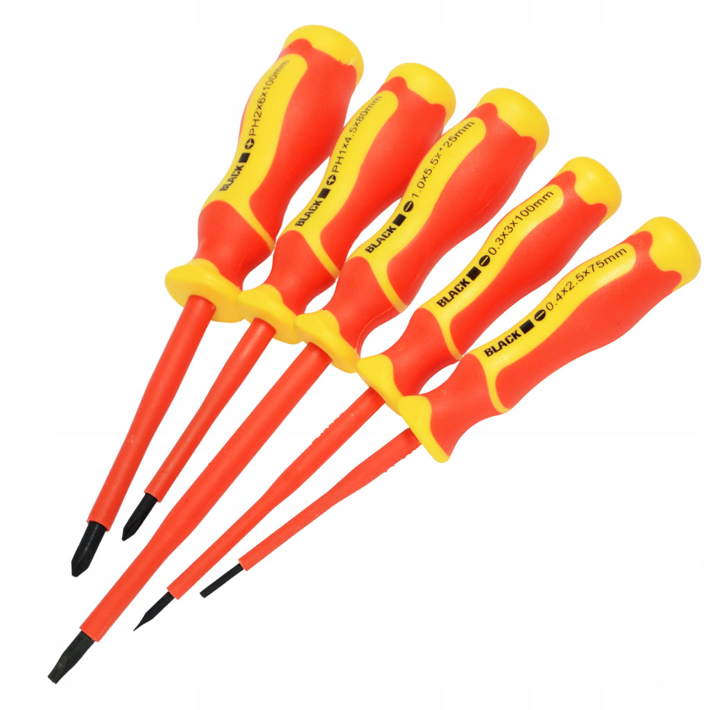 MEGA SET OF 11 INSULATED 1000V TOOLS AND SCREWDRIVERS FOR ELECTRICIANS, BLACK