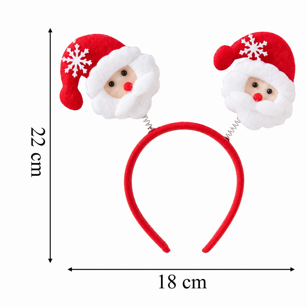 Red Santa Claus Christmas Headband with Spring