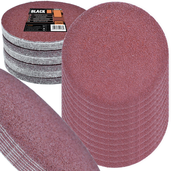 50 tk 125mm P80 Black lihvimiskettad aukudega