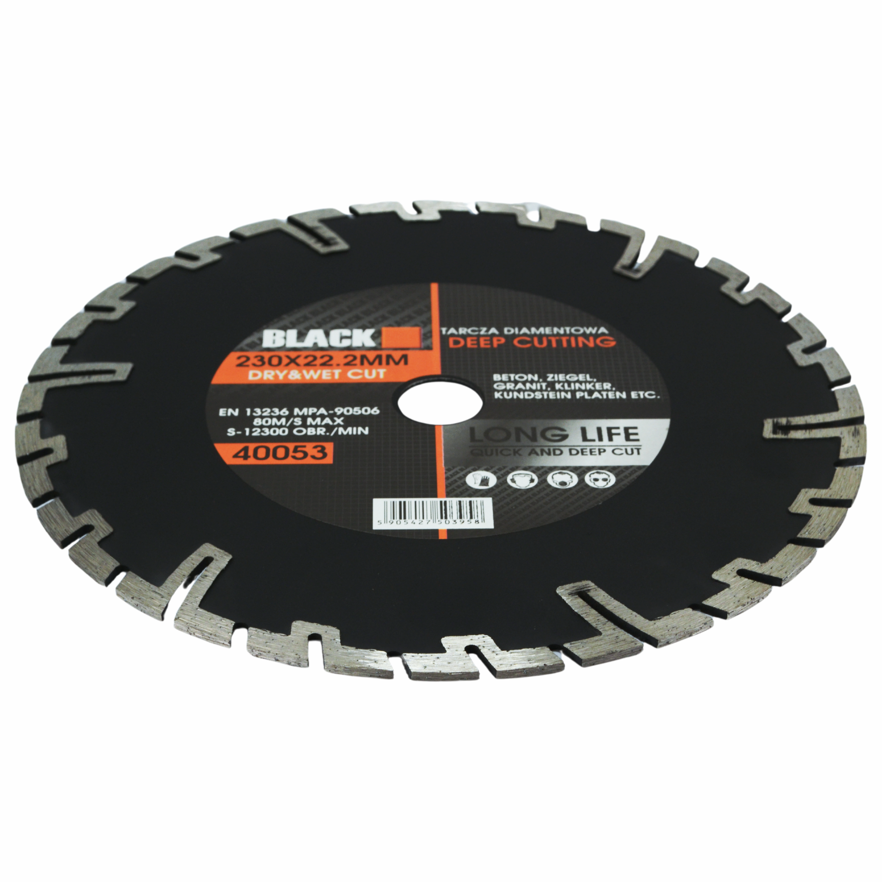 Teemantketas sügavlõikuseks betoonile, tellistele, kiviplaatidele 230mm x 22.2 Black