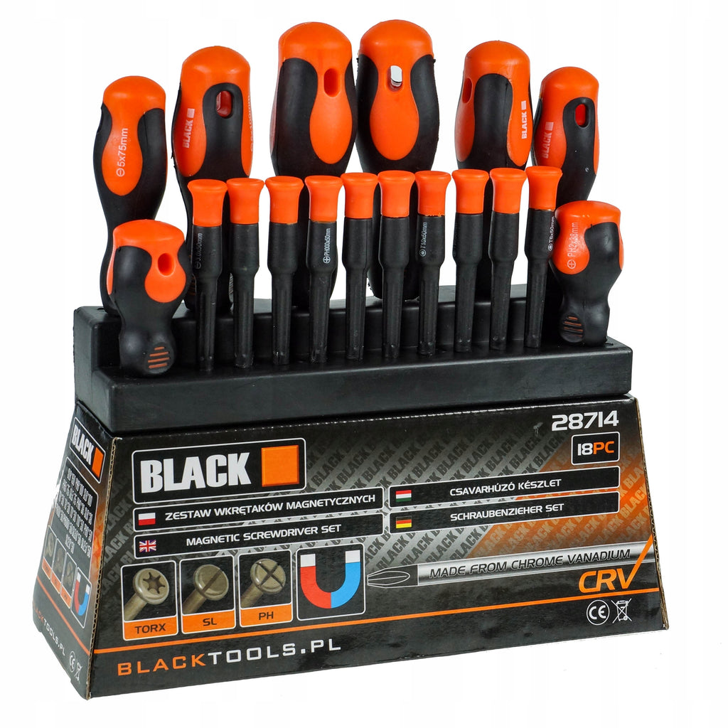 18-Piece Magnetic Screwdriver Set with Stand, Flat and Phillips Heads