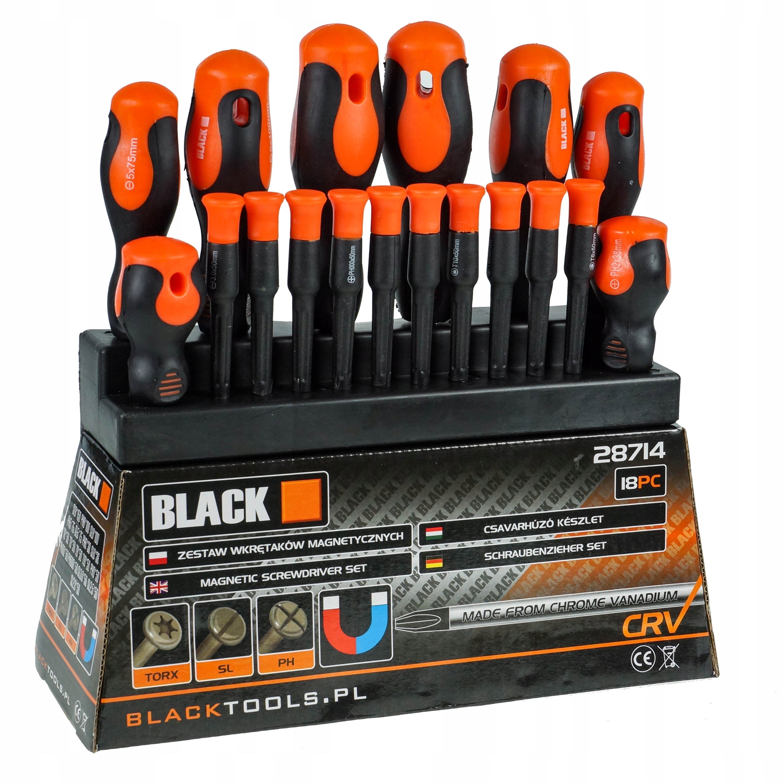 18-Piece Magnetic Screwdriver Set with Stand, Flat and Phillips Heads