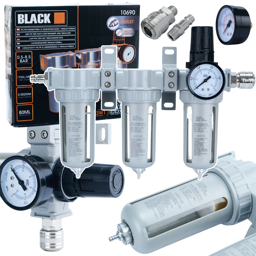 Filtri-kuivati õli eemaldaja reduktor õhueraldaja kompressor 1/2 Black