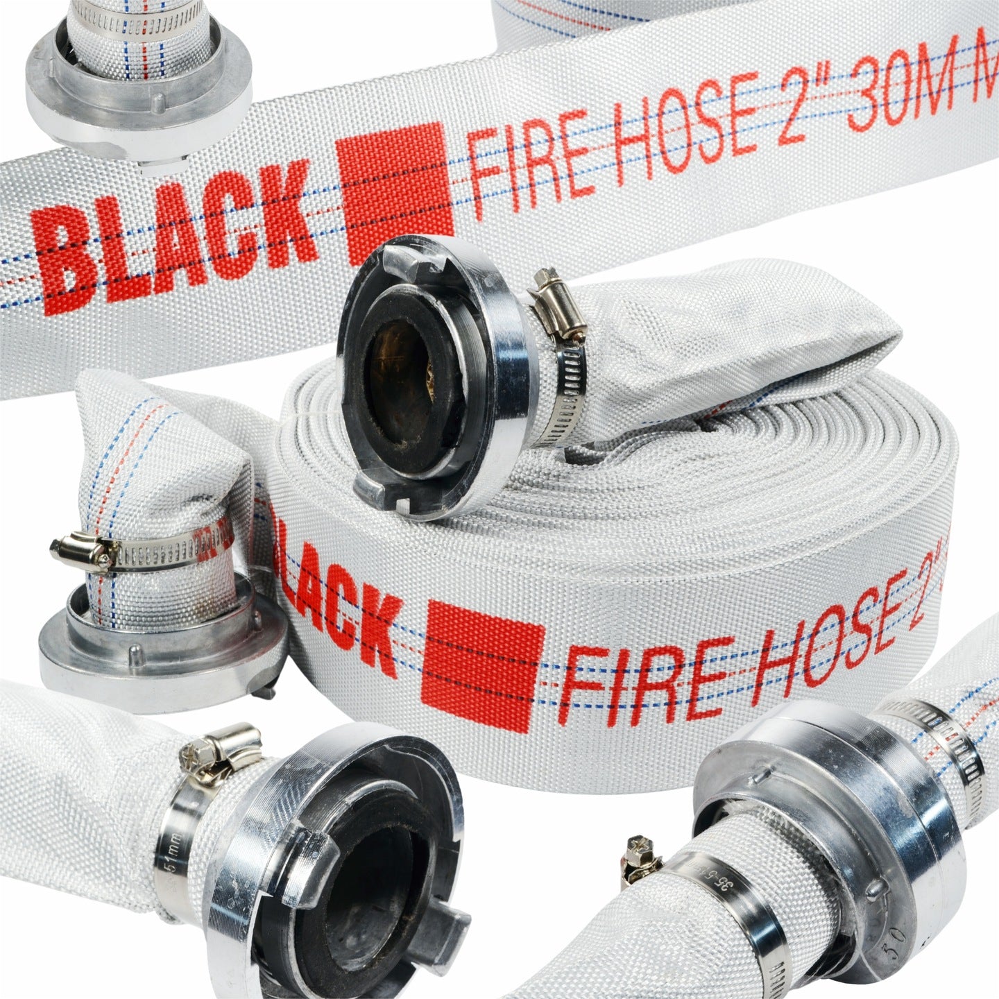 2-Inch 30M Fire Hose Canvas for Water Septic Tank with Quick Couplings for Pump