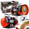 200W Double Bench Grinder with Lamp for Sharpening Two Stone Discs, Black