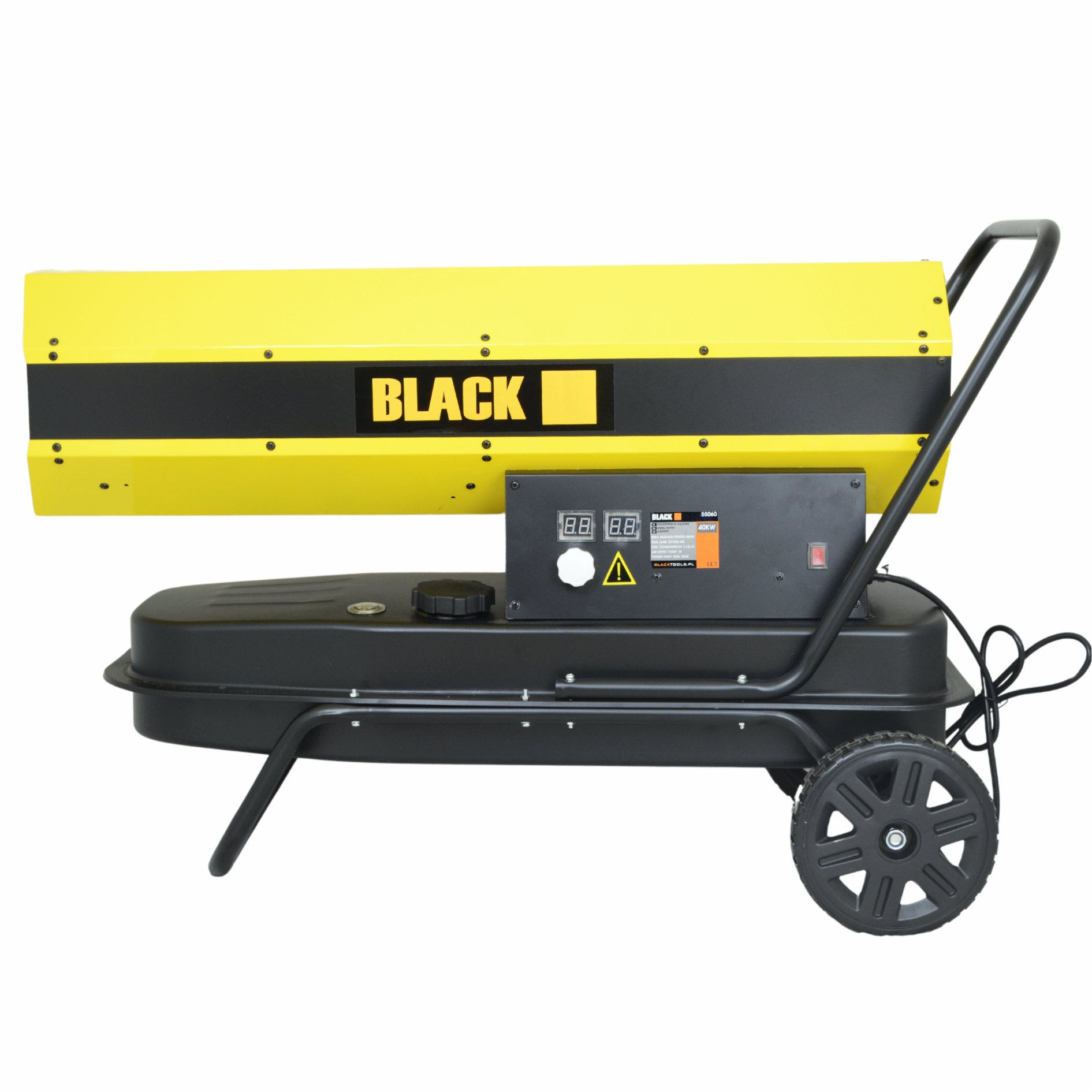 40KW Oil-Fired Diesel Heater Blower with LCD Thermostat, 38L, Black