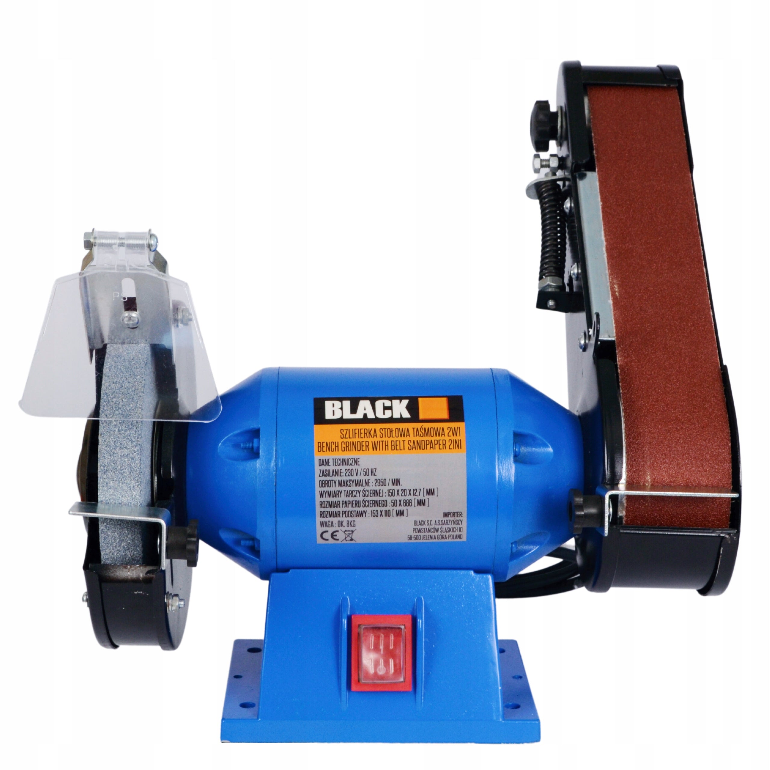 Bench Disc-Belt Grinder Black 150/686, 250W, Double Function, Soft Start