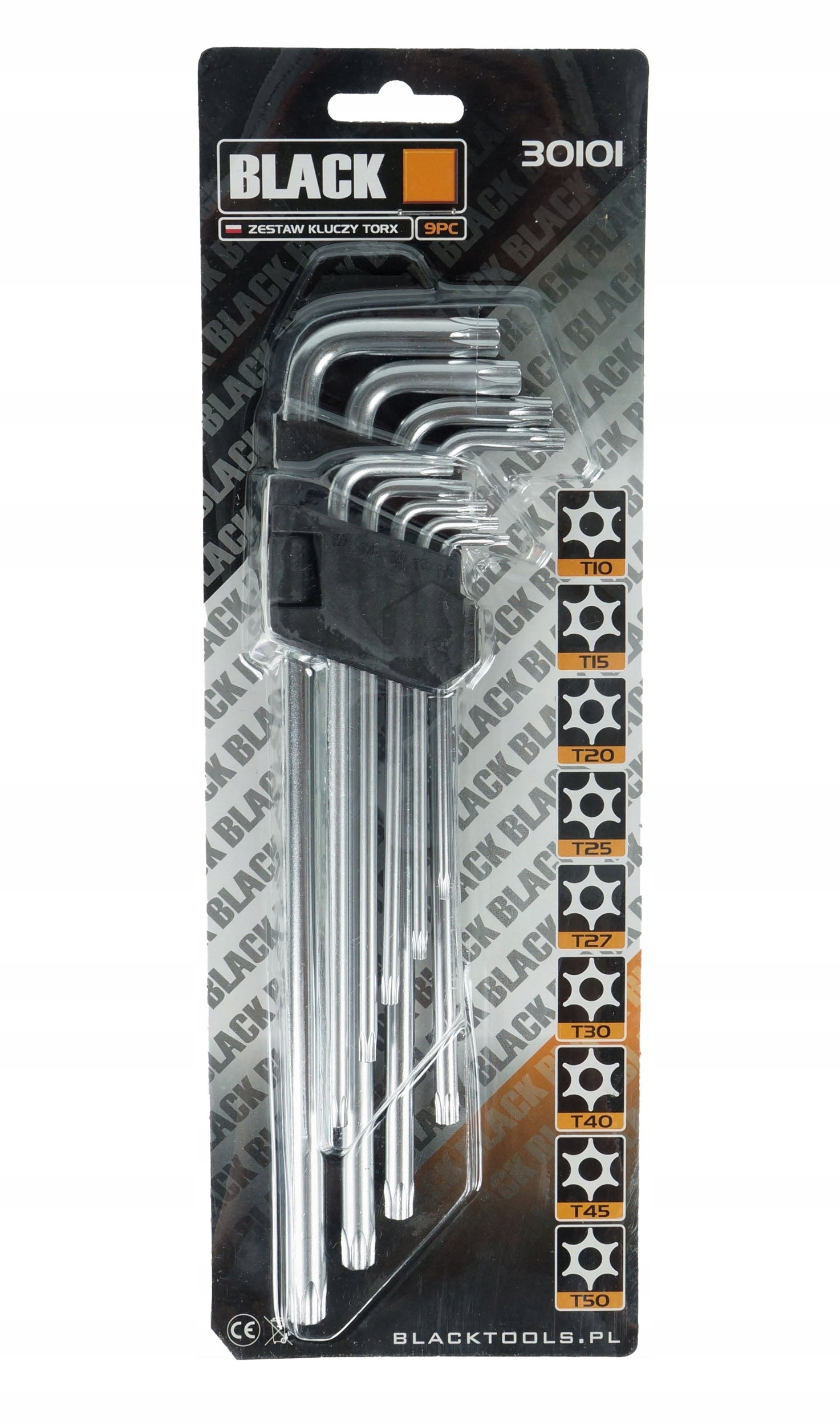 L-Shape Torx Allen Keys with Hole T10-T50, 9 PCS