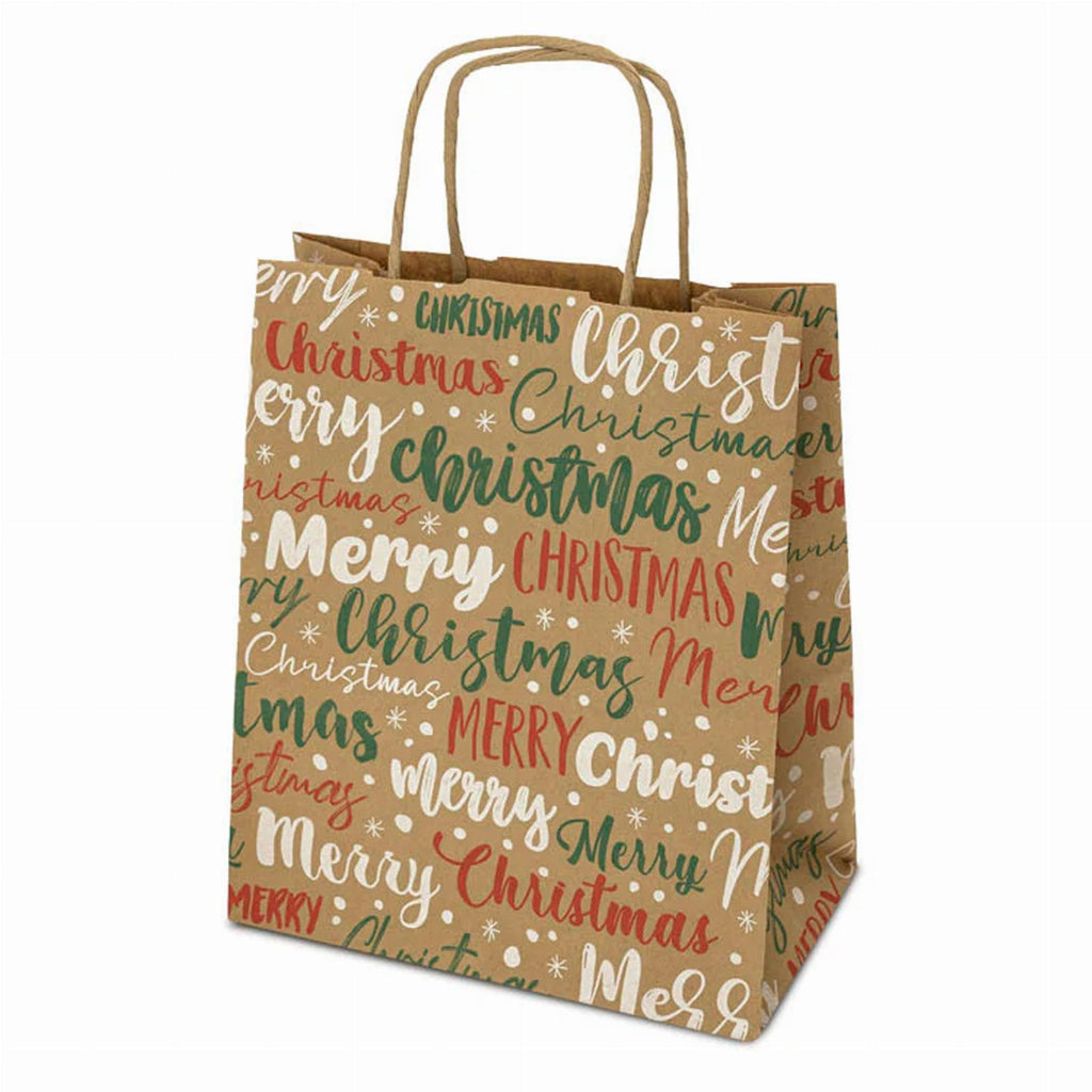 Beige Merry Christmas Gift Bags 25 pcs