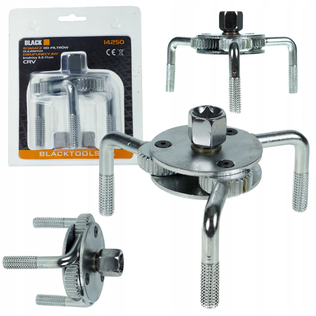 3-Arm Spider Black Oil Filter Wrench