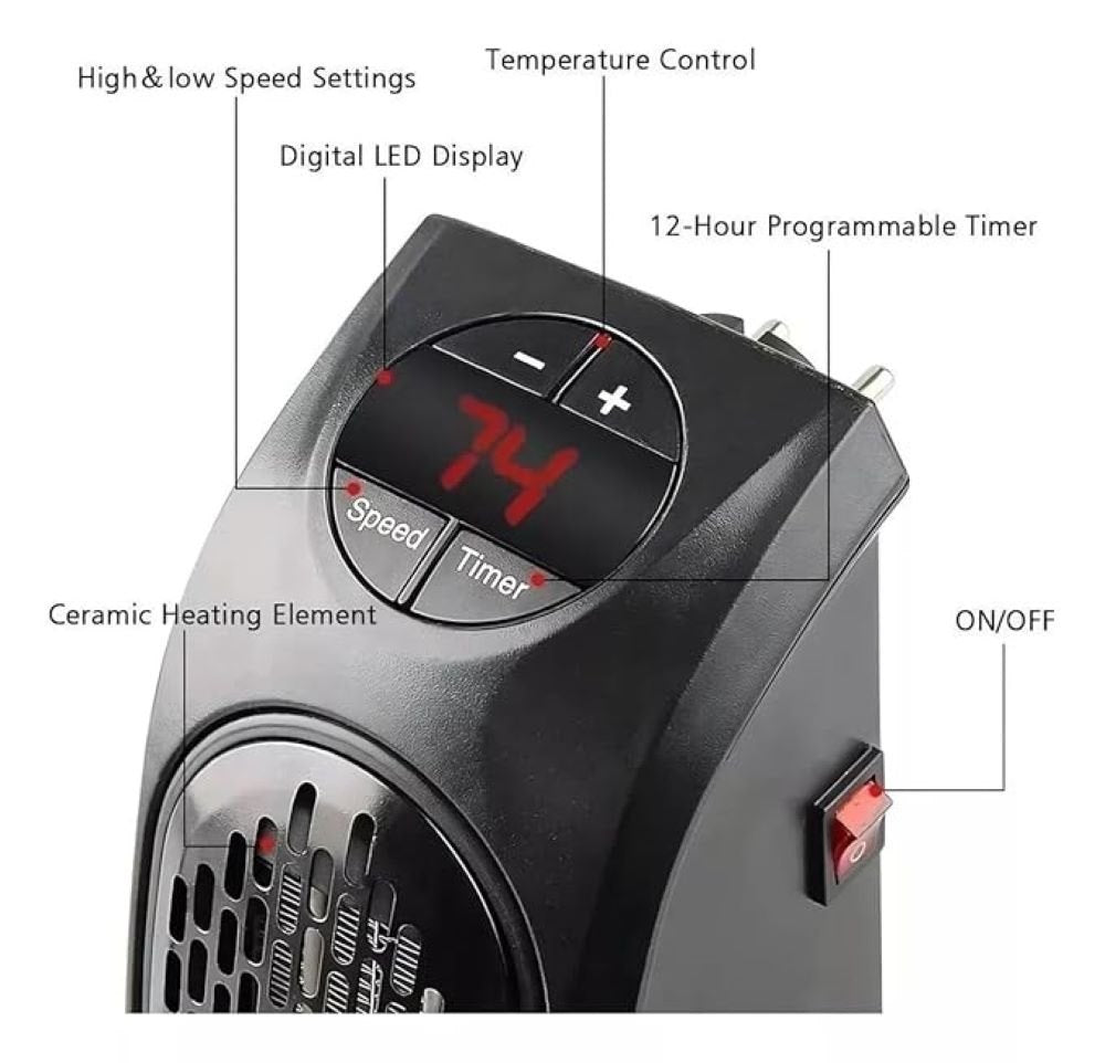 Eco Heater kaasaskantav pistiksoojendi 450 W, termostaat - Ostuklikk