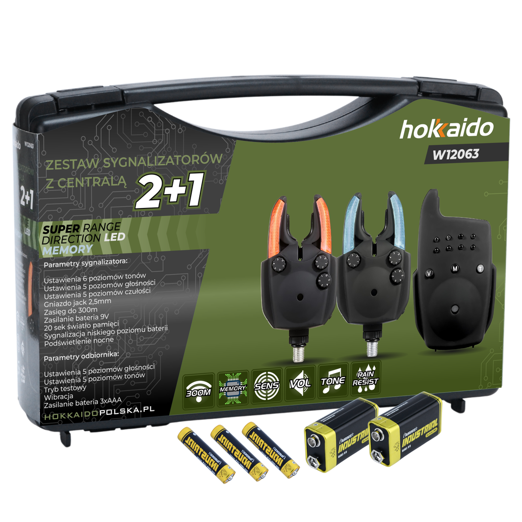 Set of Hokkaido Fishing Alarms 2+1 with Control Unit, Night Mode, and Memory