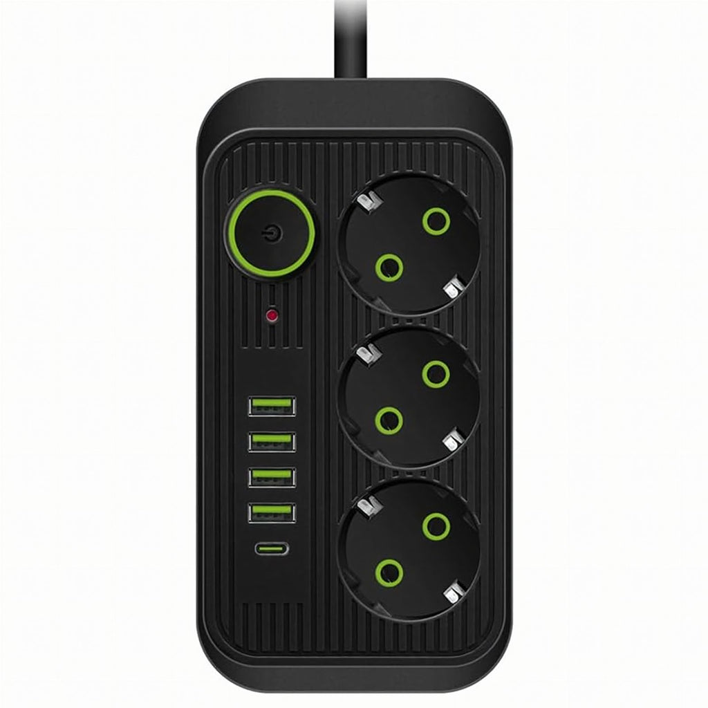 2 m pikendusjuhe 3 pistikupesa ja 5 USB-laadimispordiga, lülitiga RC-K-1852