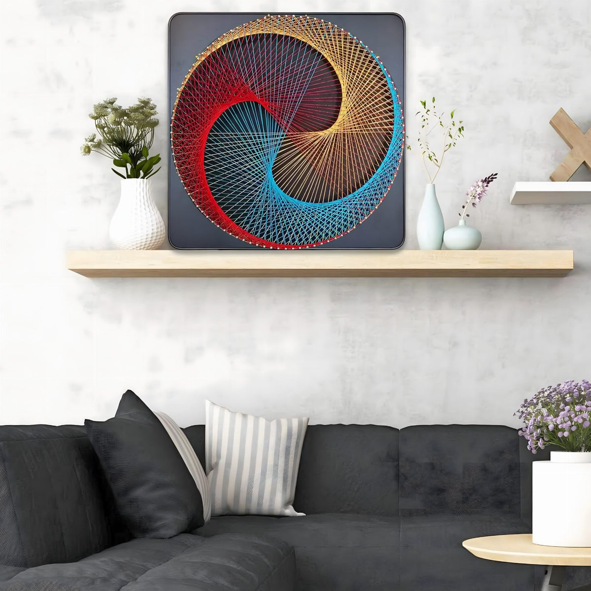 Creative String Art Kit with Frame 30x30 cm